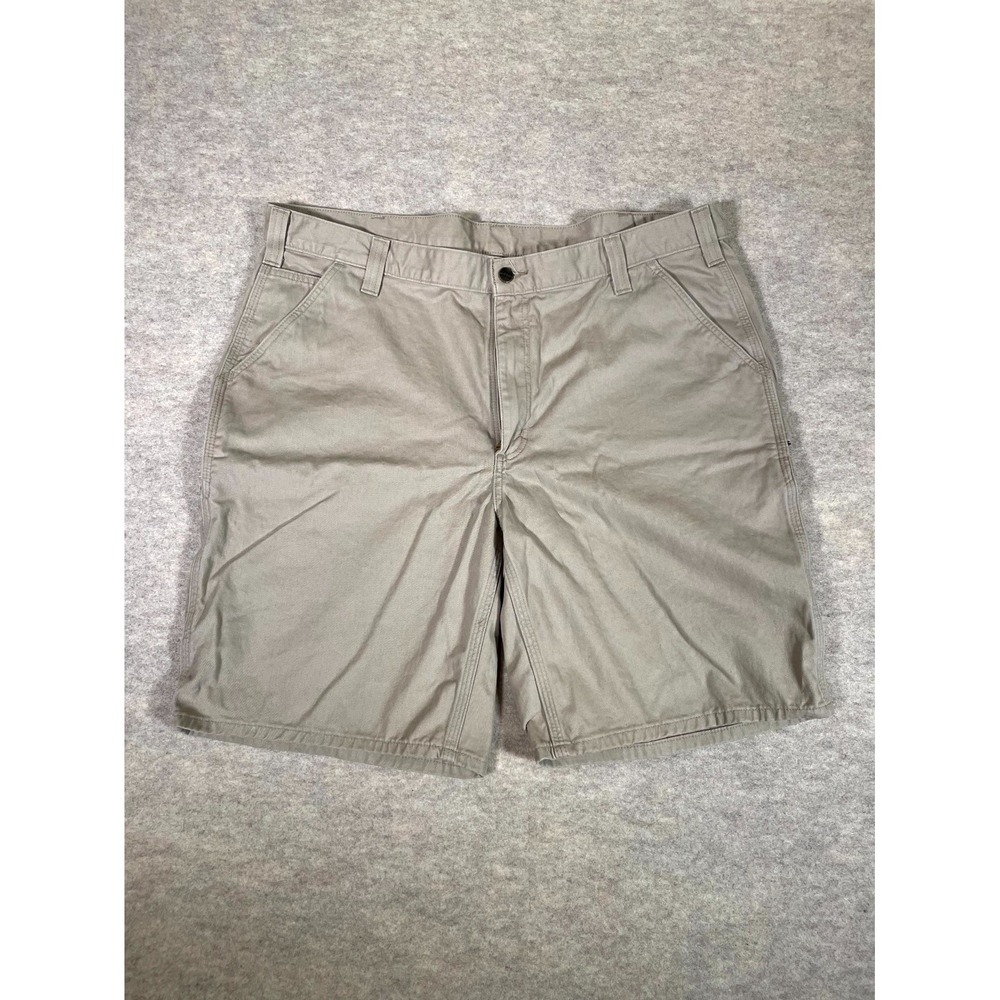 Carhartt Cargo Carpenter Shorts Mens 42 Gray Cotton Logo Relaxed Fit Mid Rise